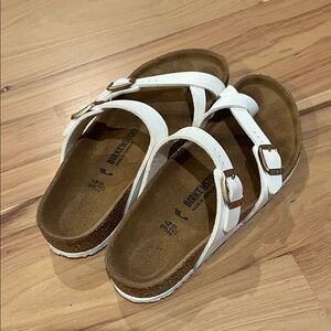 Birkenstock Mayari White Sandals with Brown Footbed